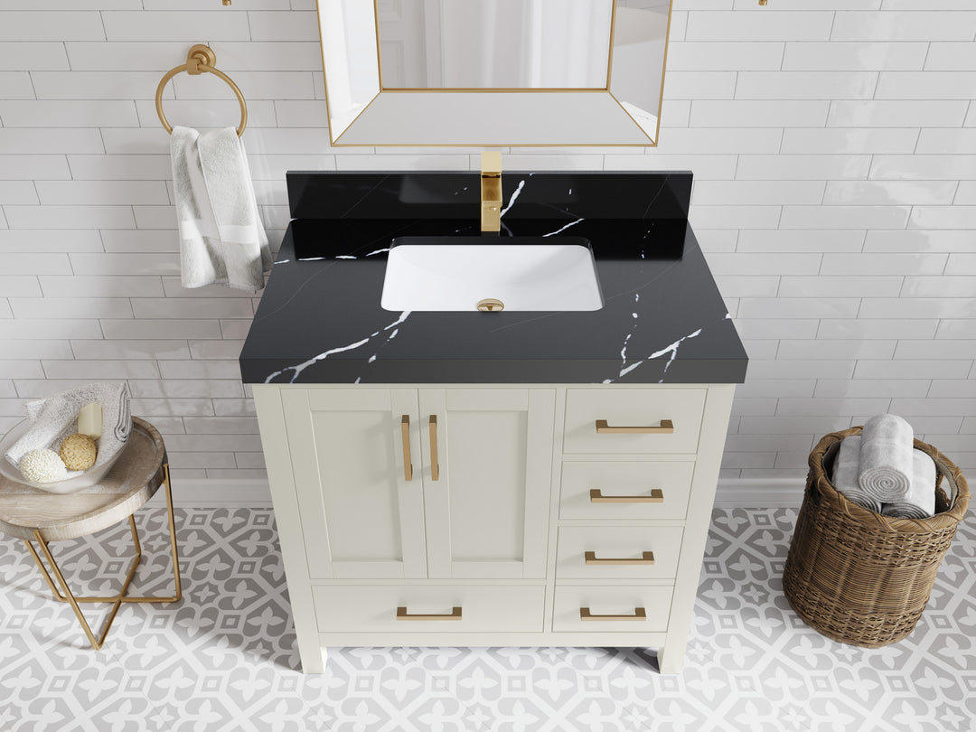 Malibu 36 in. W x 22 in. D Bathroom Vanity Center Sink