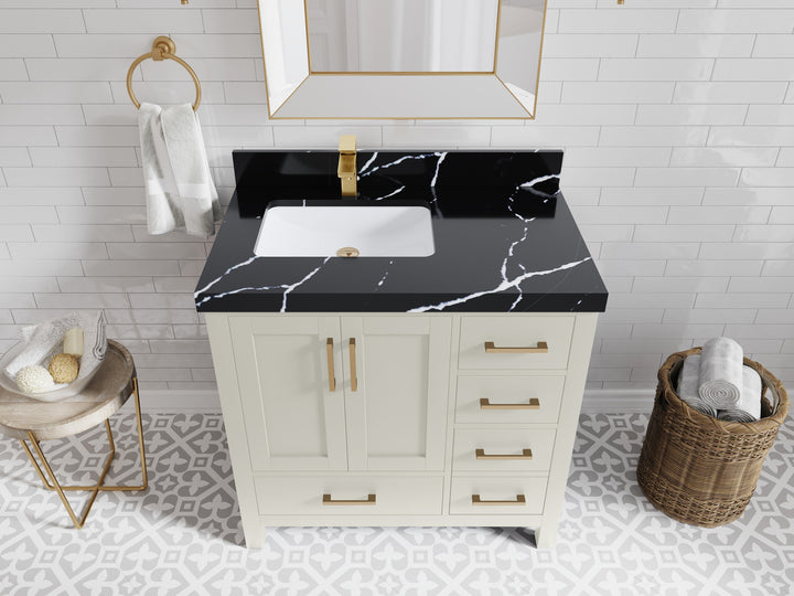 Malibu 36 in. W x 22 in. D Left Offset Sink Bathroom Vanity - photo 8