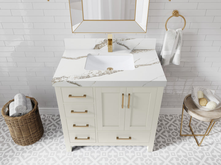 Malibu 36 in. W x 22 in. D Bathroom Vanity Center Sink 2 - photo 14