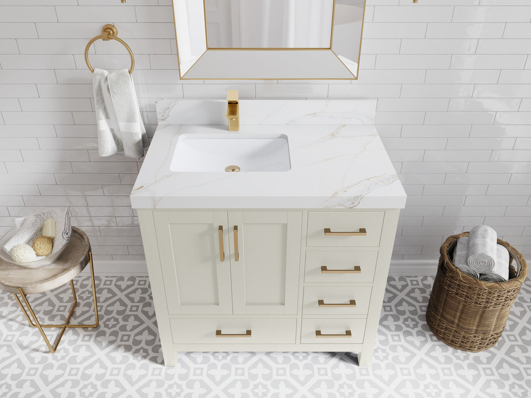 Malibu 36 in. W x 22 in. D Left Offset Sink Bathroom Vanity