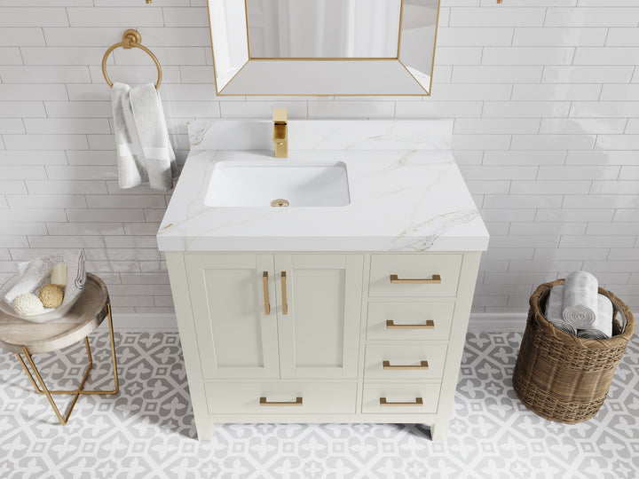 Malibu 36 in. W x 22 in. D Left Offset Sink Bathroom Vanity - photo 20
