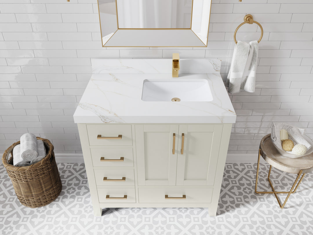 Malibu 36 in. W x 22 in. D Right Offset Sink Bathroom Vanity