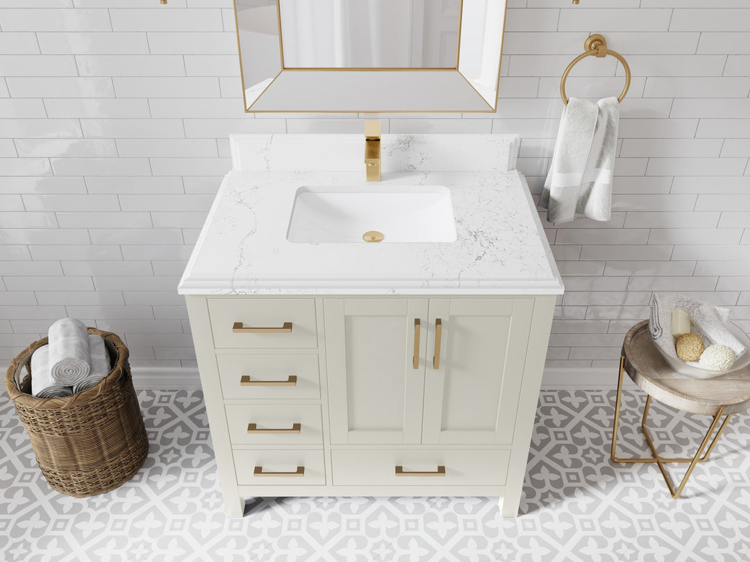 Malibu 36 in. W x 22 in. D Bathroom Vanity Center Sink 2