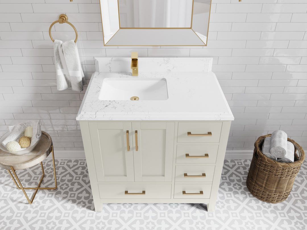 Malibu 36 in. W x 22 in. D Left Offset Sink Bathroom Vanity