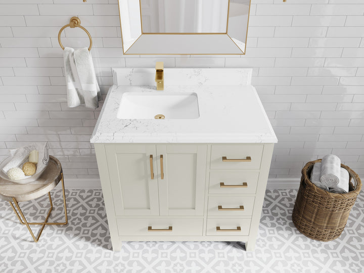 Malibu 36 in. W x 22 in. D Left Offset Sink Bathroom Vanity - photo 24