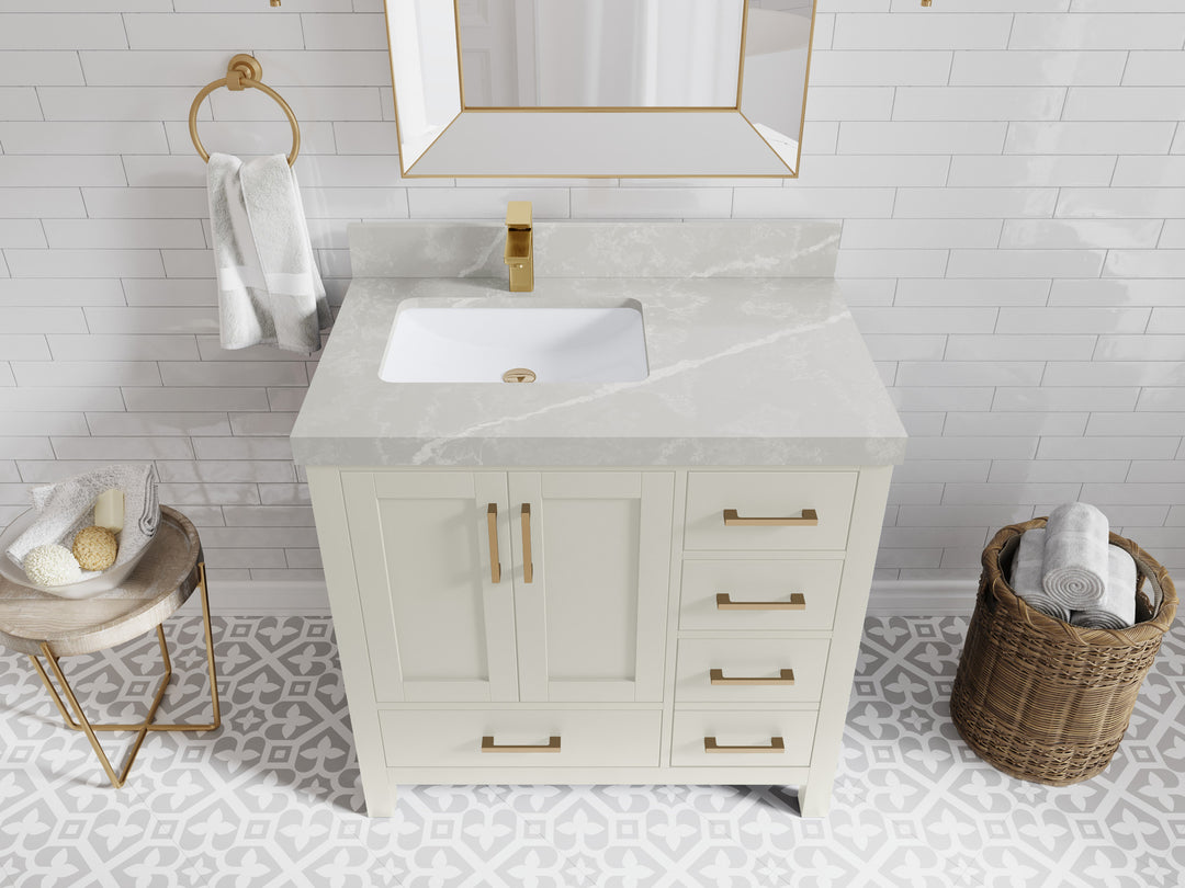 Malibu 36 in. W x 22 in. D Left Offset Sink Bathroom Vanity