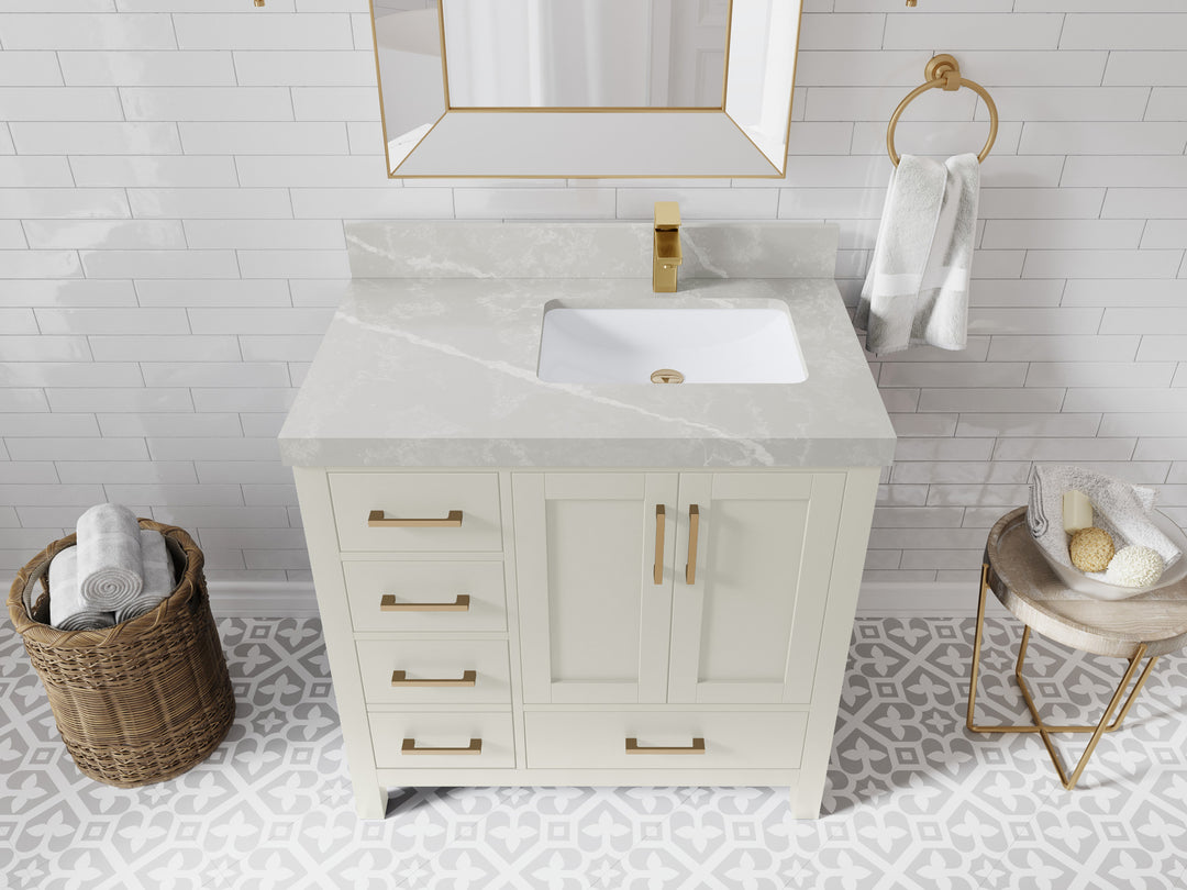 Malibu 36 in. W x 22 in. D Right Offset Sink Bathroom Vanity
