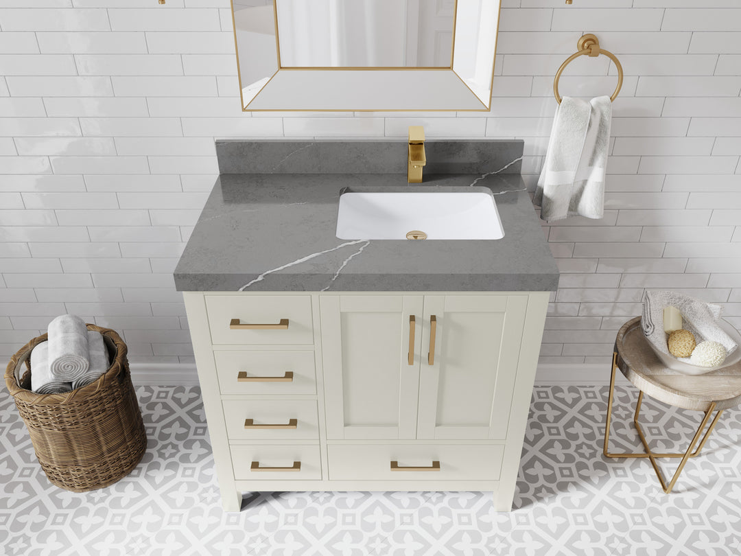 Malibu 36 in. W x 22 in. D Right Offset Sink Bathroom Vanity