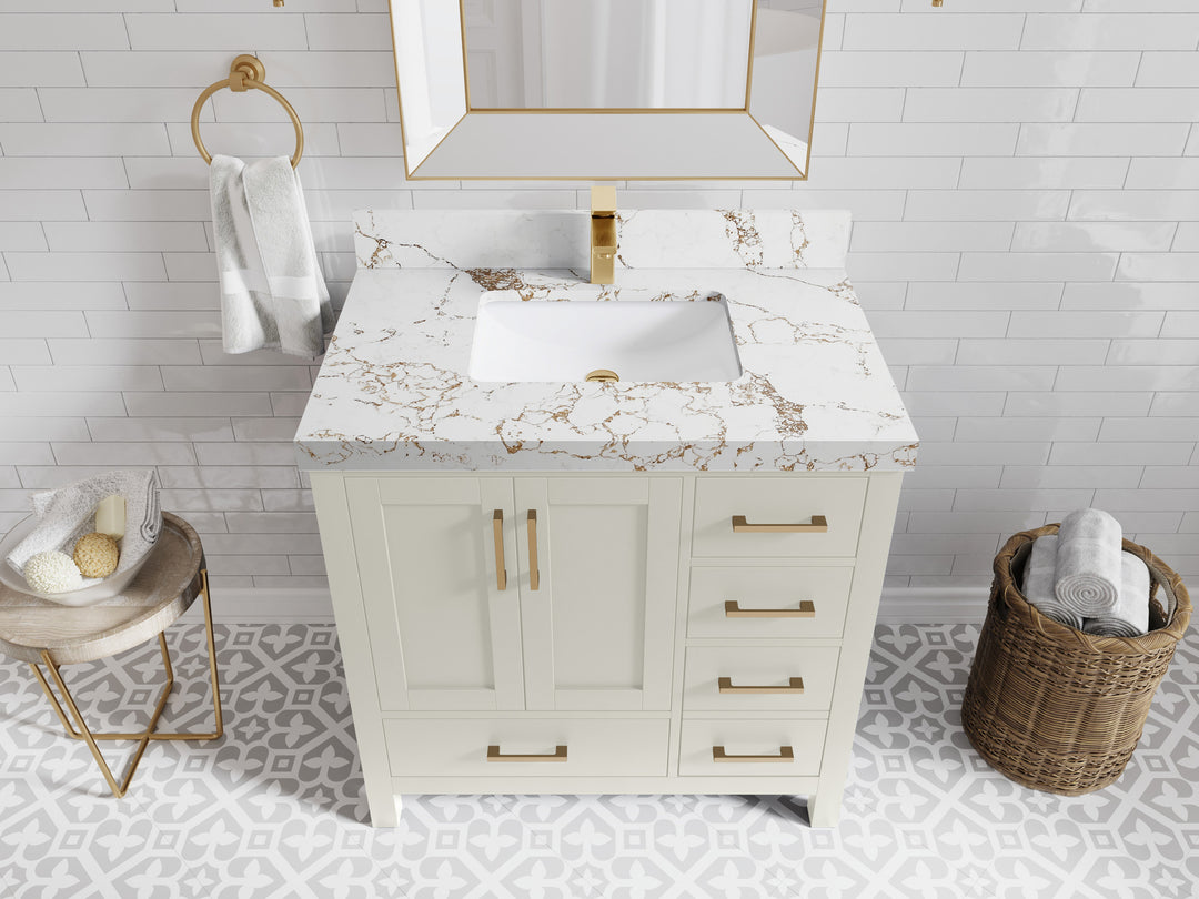 Malibu 36 in. W x 22 in. D Bathroom Vanity Center Sink