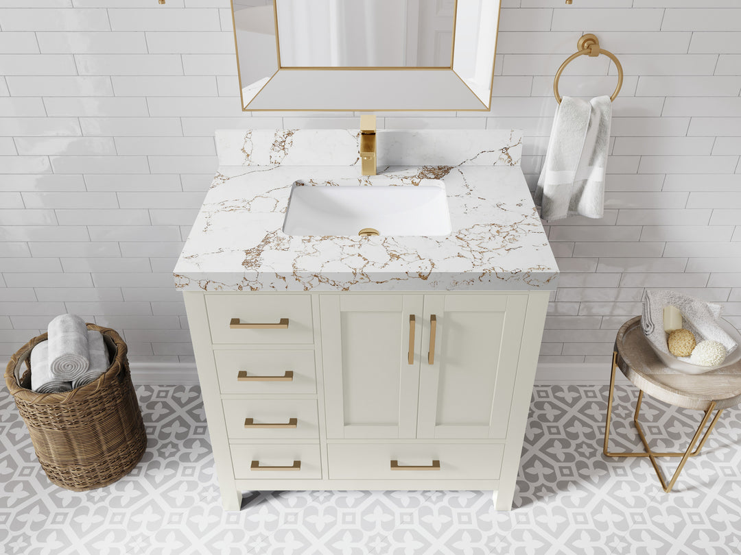 Malibu 36 in. W x 22 in. D Bathroom Vanity Center Sink 2
