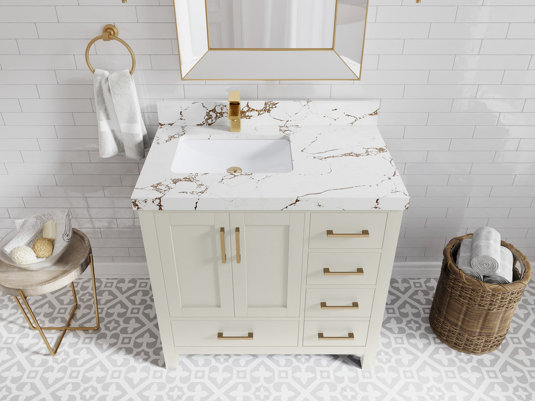 Malibu 36 in. W x 22 in. D Left Offset Sink Bathroom Vanity