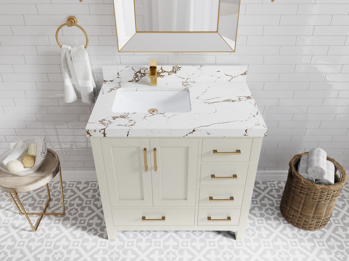 Malibu 36 in. W x 22 in. D Left Offset Sink Bathroom Vanity - photo 36