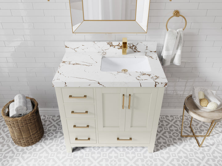 Malibu 36 in. W x 22 in. D Right Offset Sink Bathroom Vanity - photo 36