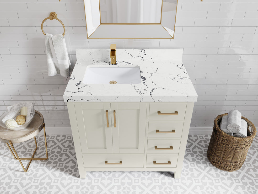 Malibu 36 in. W x 22 in. D Left Offset Sink Bathroom Vanity