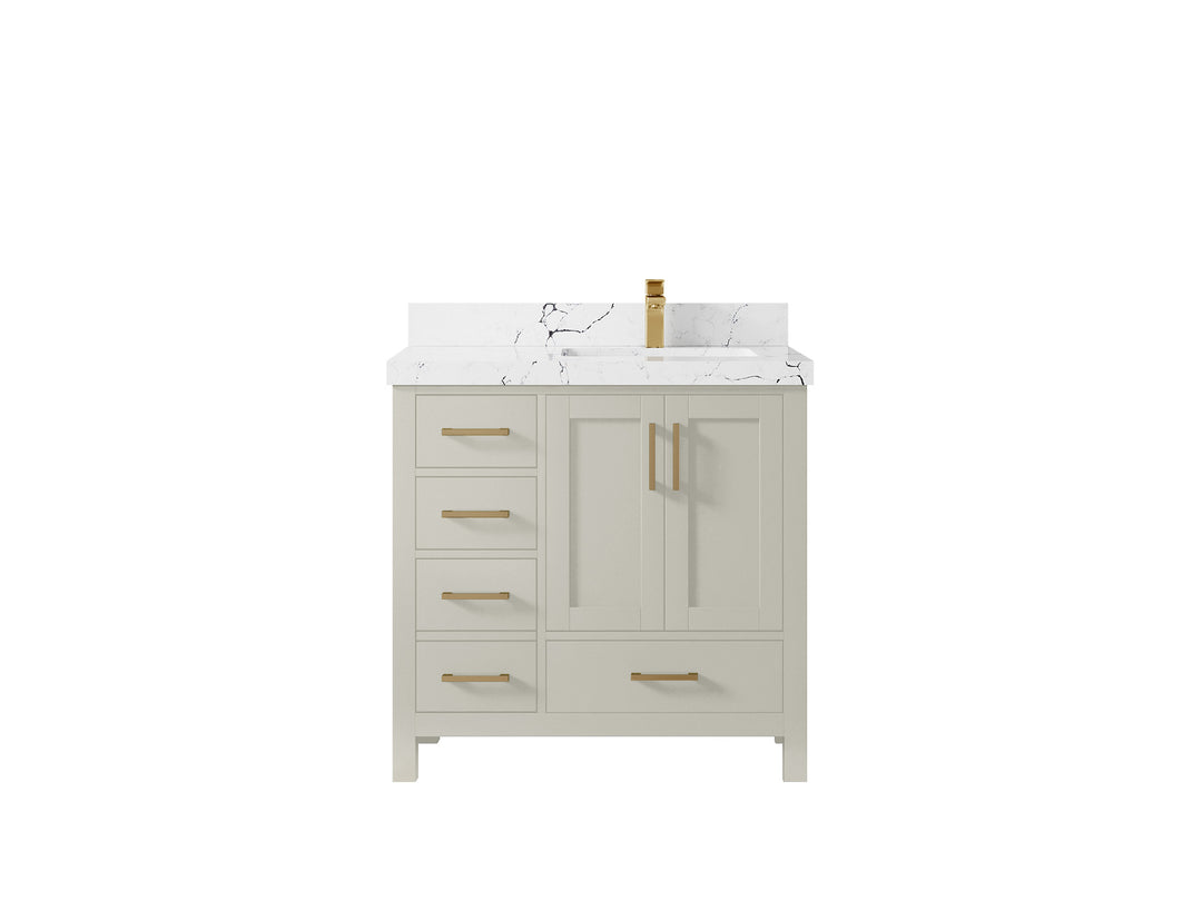 Malibu 36 in. W x 22 in. D Right Offset Sink Bathroom Vanity