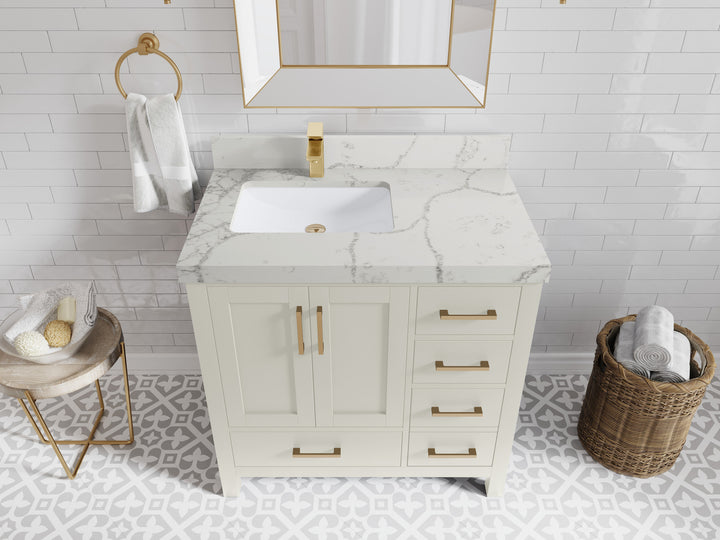 Malibu 36 in. W x 22 in. D Left Offset Sink Bathroom Vanity - photo 40
