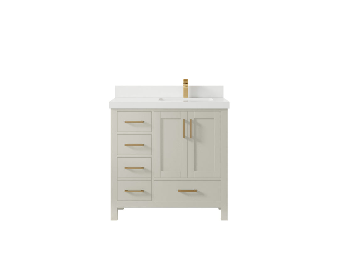 Malibu 36 in. W x 22 in. D Right Offset Sink Bathroom Vanity