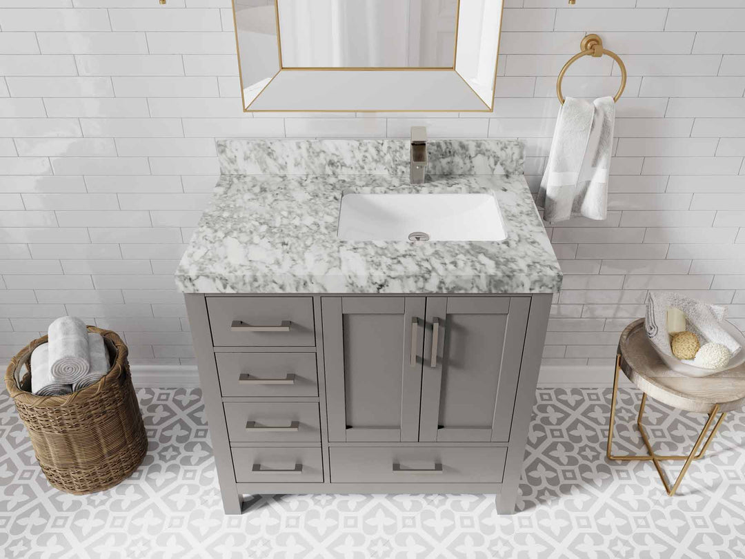 Malibu 36 in. W x 22 in. D Right Offset Sink Bathroom Vanity