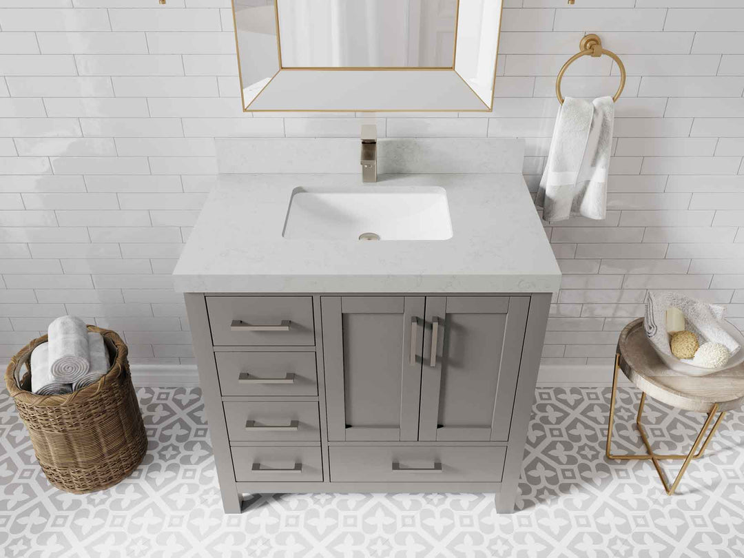 Malibu 36 in. W x 22 in. D Bathroom Vanity Center Sink 2
