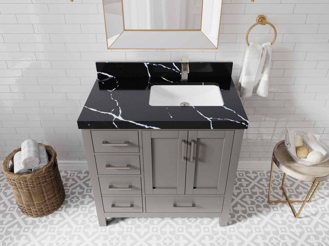 Malibu 36 in. W x 22 in. D Right Offset Sink Bathroom Vanity