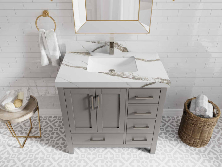 Malibu 36 in. W x 22 in. D Bathroom Vanity Center Sink - photo 14