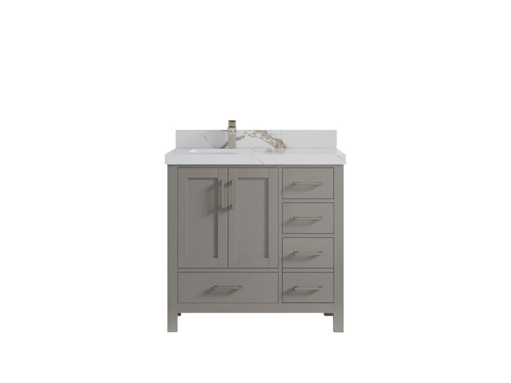 Malibu 36 in. W x 22 in. D Left Offset Sink Bathroom Vanity - photo 15