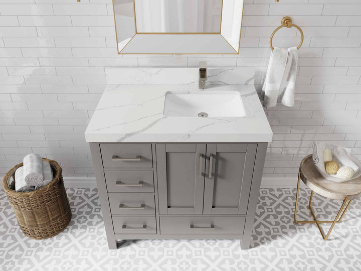 Malibu 36 in. W x 22 in. D Right Offset Sink Bathroom Vanity - photo 16