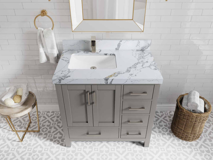 Malibu 36 in. W x 22 in. D Left Offset Sink Bathroom Vanity - photo 20