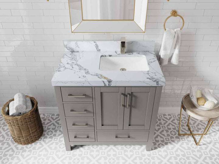Malibu 36 in. W x 22 in. D Right Offset Sink Bathroom Vanity - photo 20