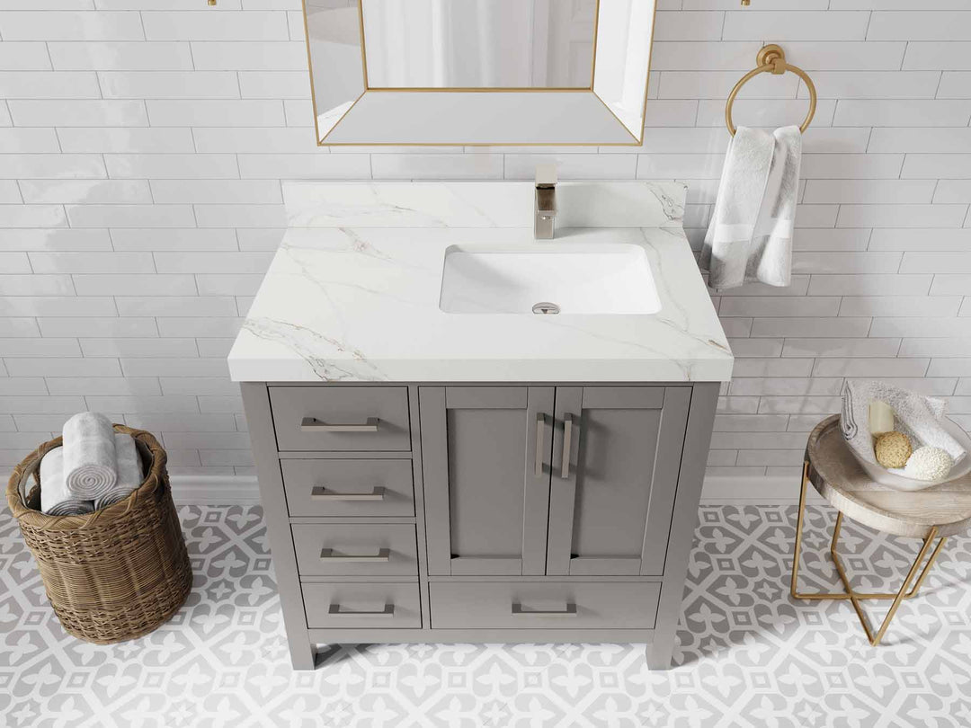 Malibu 36 in. W x 22 in. D Right Offset Sink Bathroom Vanity