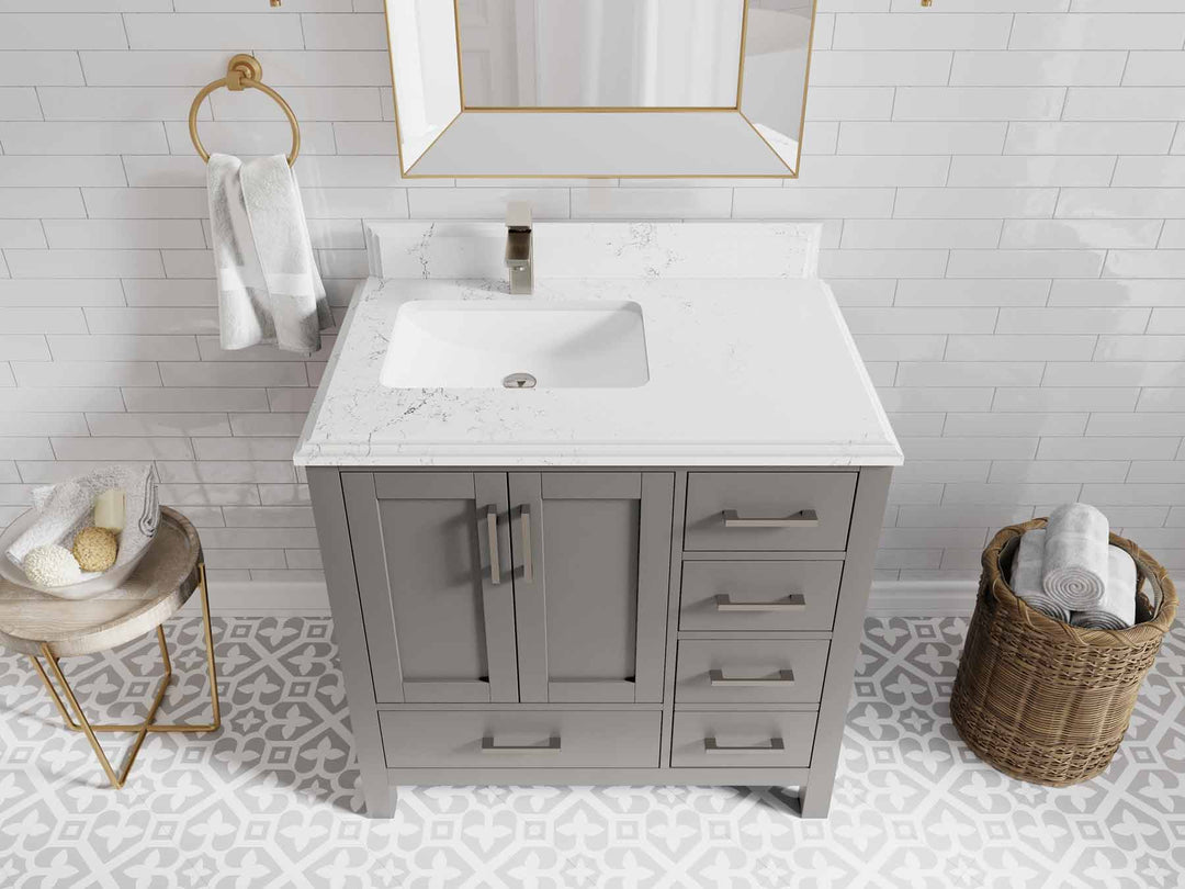 Malibu 36 in. W x 22 in. D Left Offset Sink Bathroom Vanity