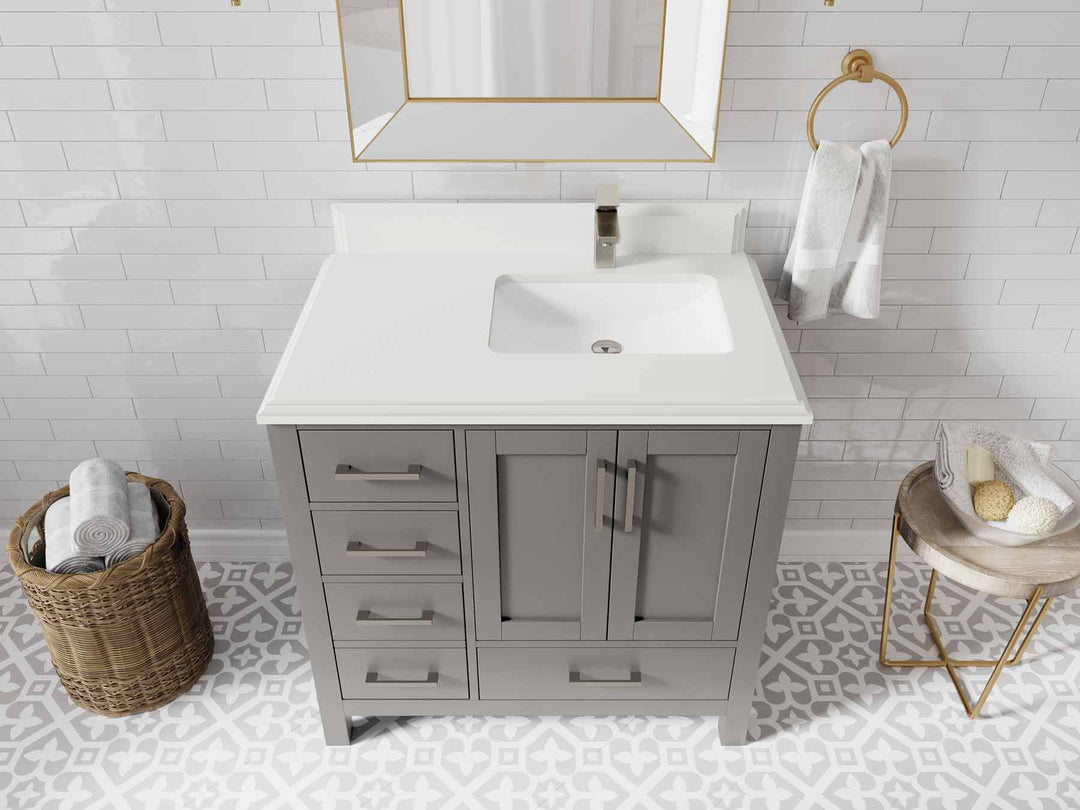 Malibu 36 in. W x 22 in. D Right Offset Sink Bathroom Vanity