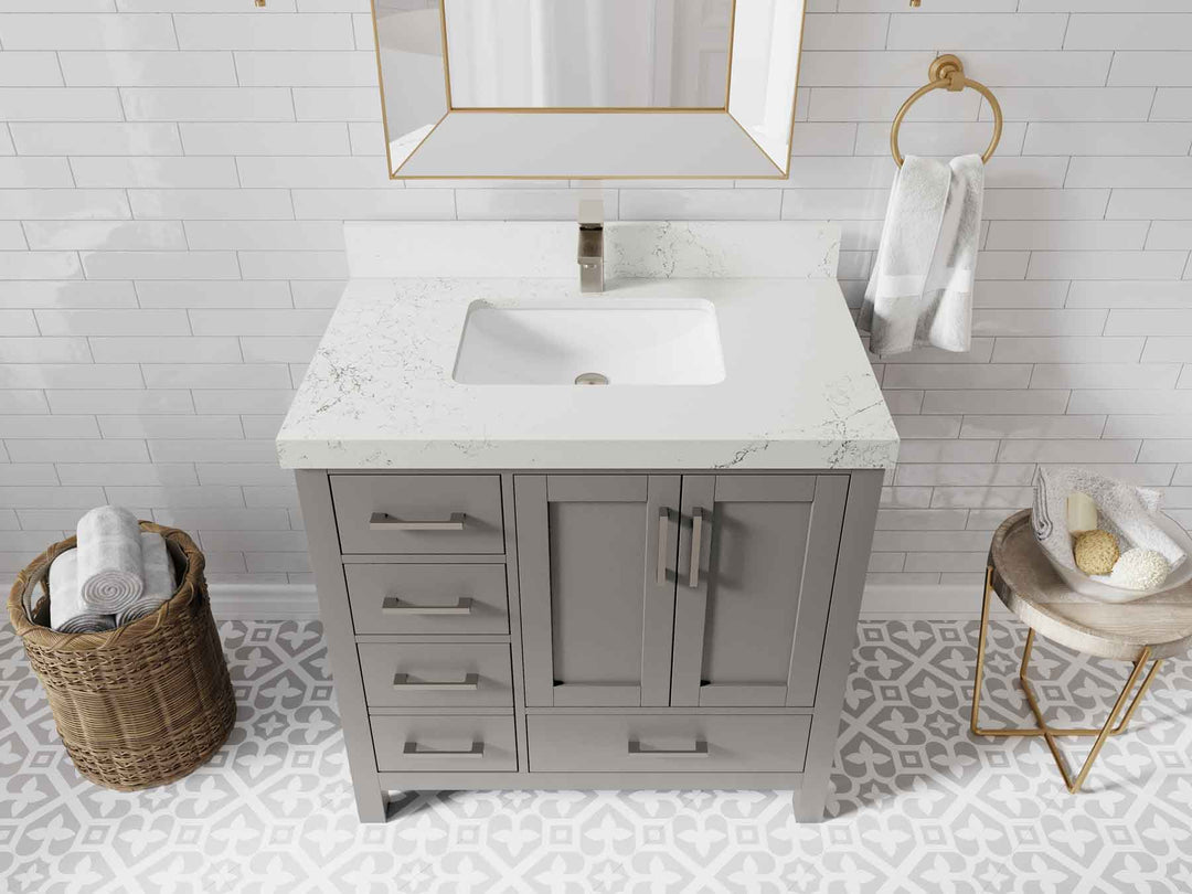 Malibu 36 in. W x 22 in. D Bathroom Vanity Center Sink 2