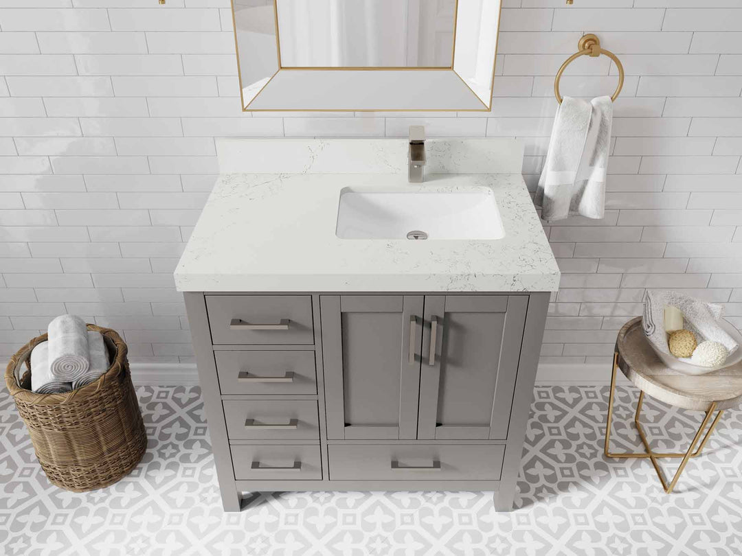 Malibu 36 in. W x 22 in. D Right Offset Sink Bathroom Vanity