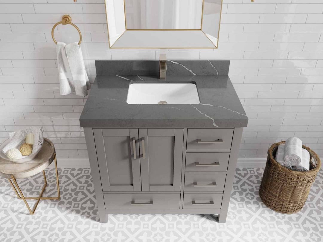 Malibu 36 in. W x 22 in. D Bathroom Vanity Center Sink