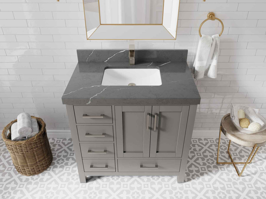 Malibu 36 in. W x 22 in. D Bathroom Vanity Center Sink 2