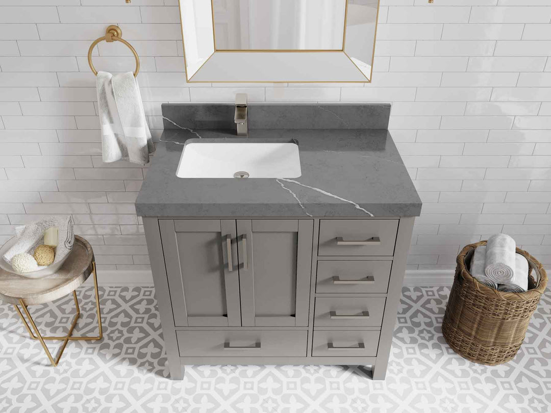 Malibu 36 in. W x 22 in. D Left Offset Sink Bathroom Vanity