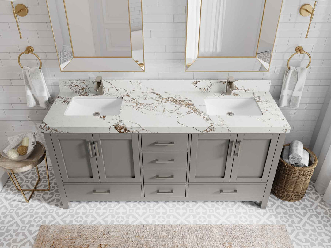 Malibu 72 in. W x 22 in. D Double Sink Bathroom Vanity