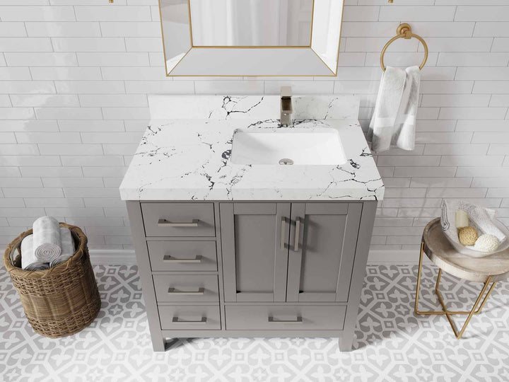 Malibu 36 in. W x 22 in. D Right Offset Sink Bathroom Vanity - photo 40