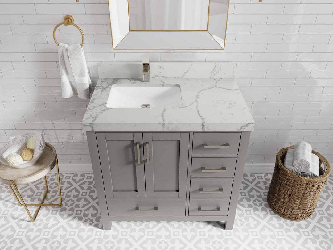 Malibu 36 in. W x 22 in. D Left Offset Sink Bathroom Vanity
