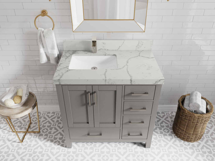 Malibu 36 in. W x 22 in. D Left Offset Sink Bathroom Vanity - photo 42