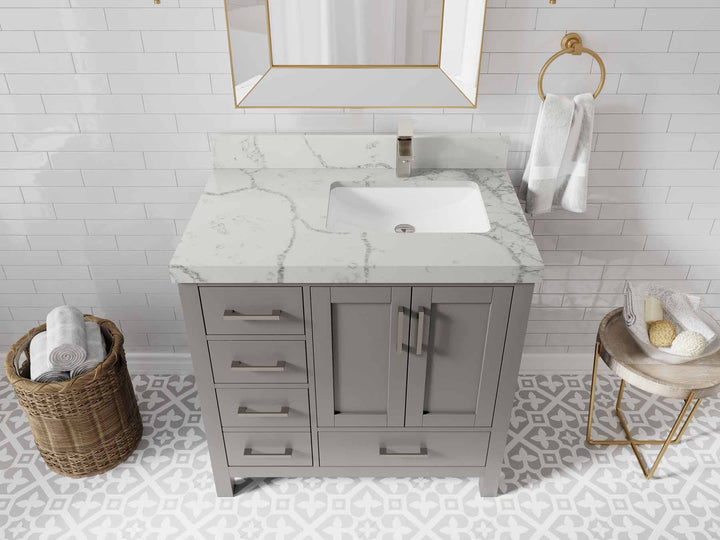 Malibu 36 in. W x 22 in. D Right Offset Sink Bathroom Vanity - photo 42