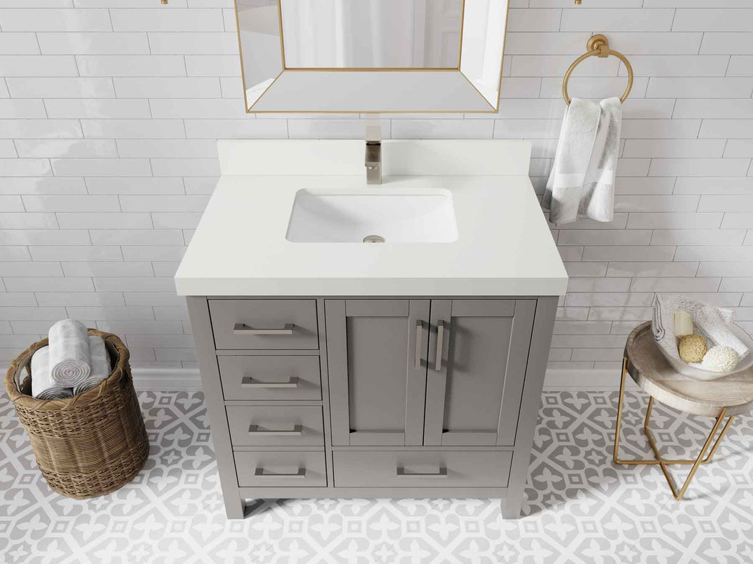 Malibu 36 in. W x 22 in. D Bathroom Vanity Center Sink 2