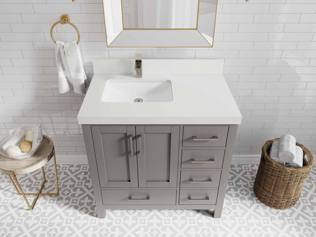 Malibu 36 in. W x 22 in. D Left Offset Sink Bathroom Vanity