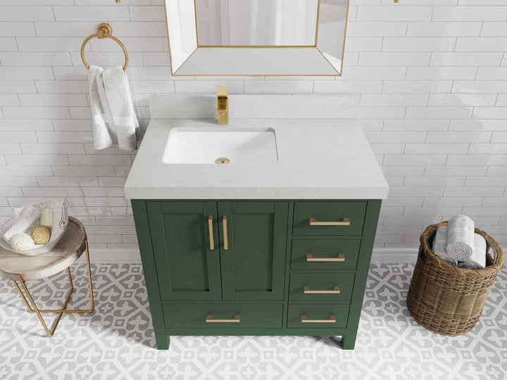 Malibu 36 in. W x 22 in. D Left Offset Sink Bathroom Vanity - photo 12
