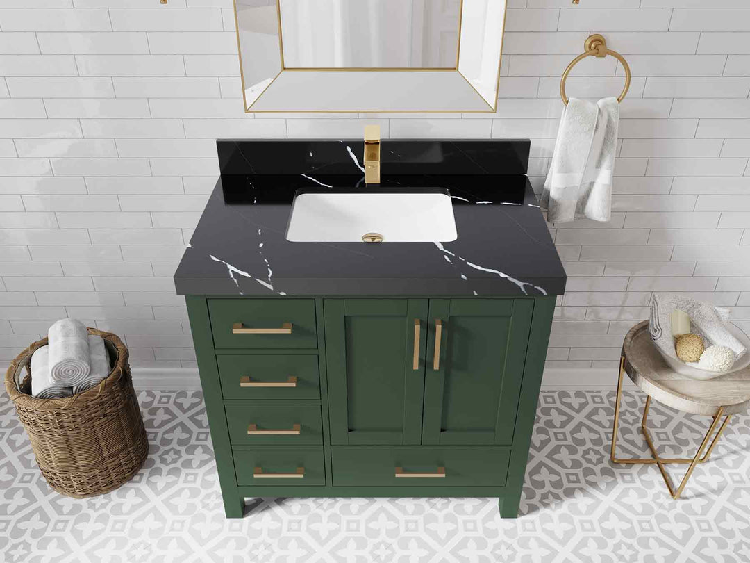 Malibu 36 in. W x 22 in. D Bathroom Vanity Center Sink 2
