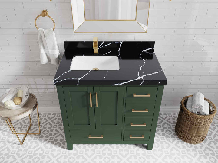 Malibu 36 in. W x 22 in. D Left Offset Sink Bathroom Vanity - photo 8