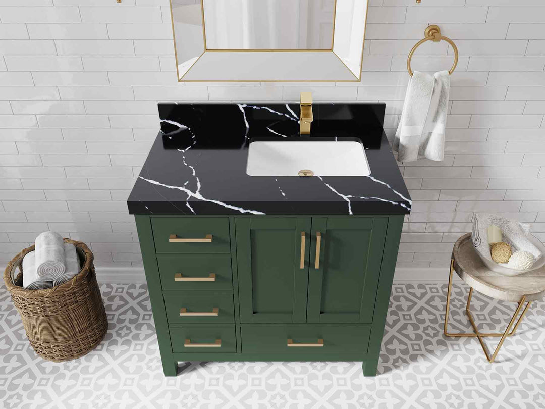 Malibu 36 in. W x 22 in. D Right Offset Sink Bathroom Vanity