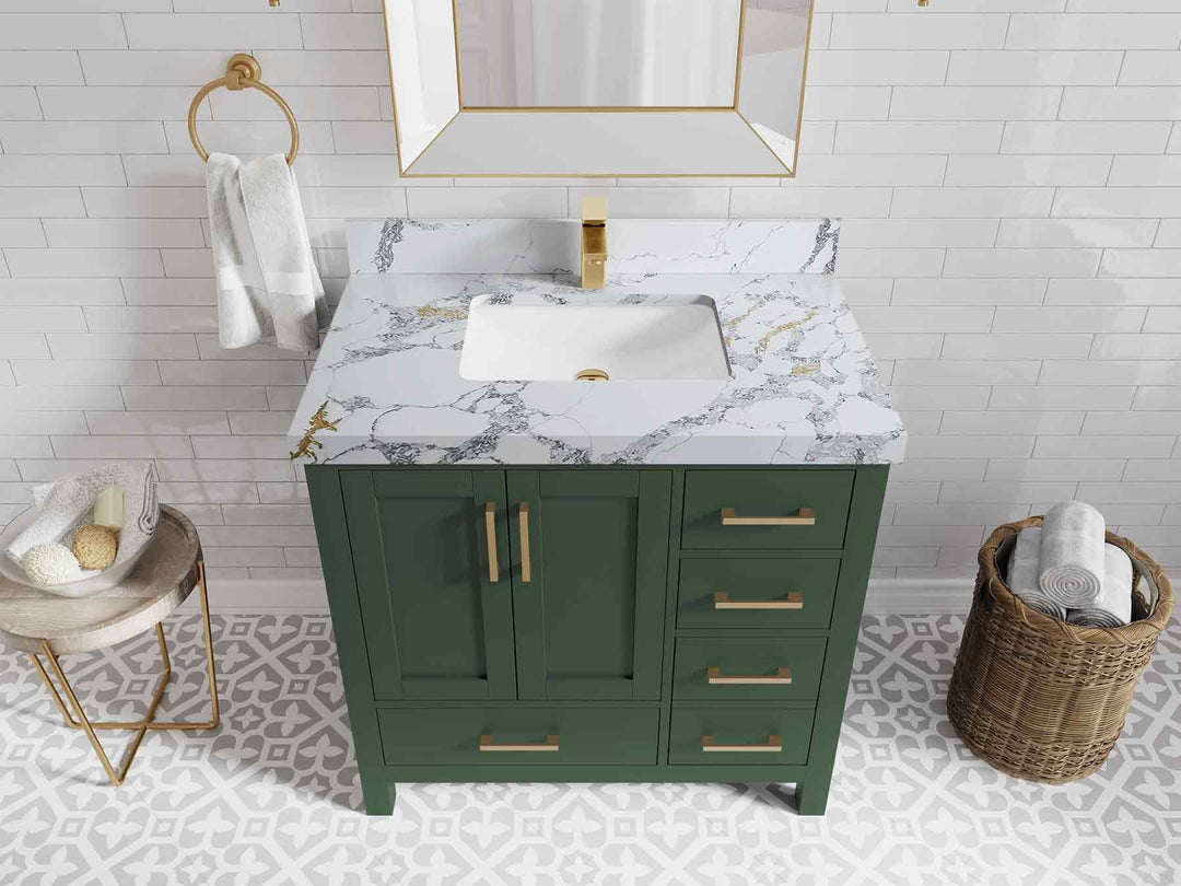 Malibu 36 in. W x 22 in. D Bathroom Vanity Center Sink