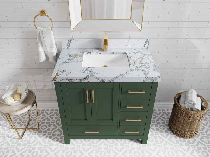 Malibu 36 in. W x 22 in. D Bathroom Vanity Center Sink - photo 20